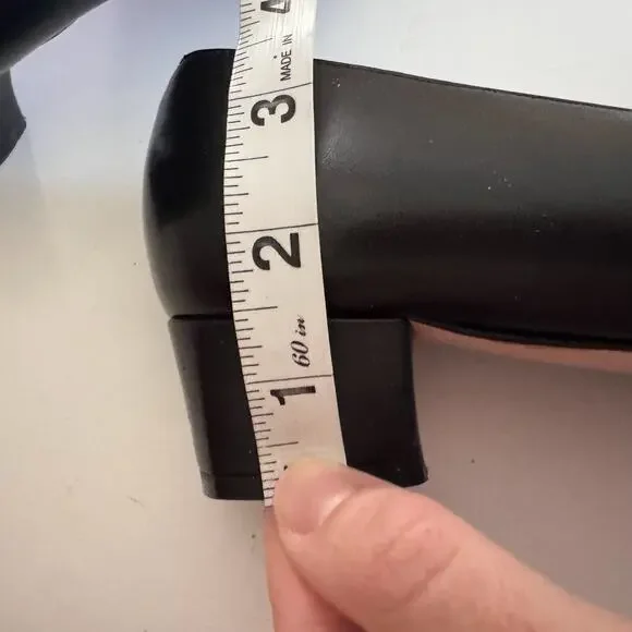 Salvatore Ferragamo Black Leather Nero Nappa Kid Pump Block Heels Italy 8.5 - Picture 11 of 12